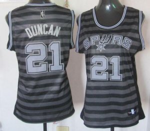 Jerseys Factory Cheap Spurs #21 Tim Duncan Black/Grey Women's Gr