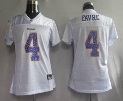 Jerseys Factory Cheap Vikings #4 Brett Favre White Women's Sweet