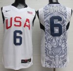Jerseys Factory Cheap Nike 2008 Team USA #6 LeBron James White S
