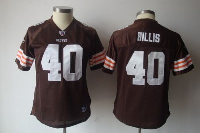 Jerseys Factory Cheap Browns #40 Peyton Hillis Brown Women's Tea