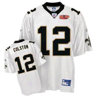Jerseys Factory Cheap Saints #12 Marques Colston White With Supe