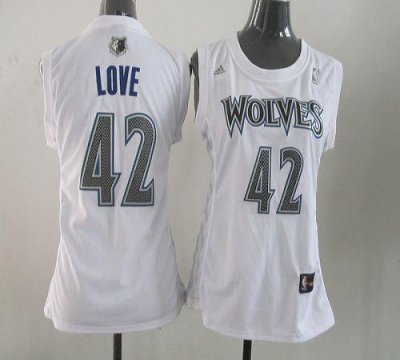 Jerseys Factory Cheap Timberwolves #42 Kevin Love White Women Fa
