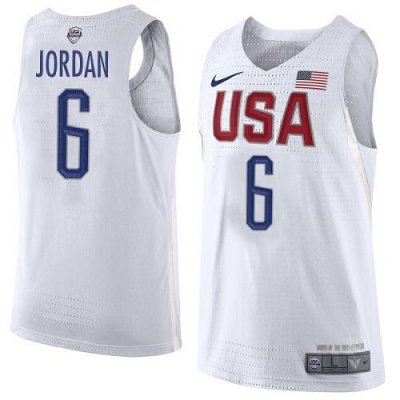 Jerseys Factory Cheap Nike Team USA #6 DeAndre Jordan White 2016