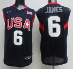 Jerseys Factory Cheap Nike 2008 Team USA #6 LeBron James Dark Bl