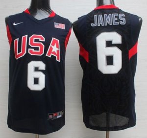 Jerseys Factory Cheap Nike 2008 Team USA #6 LeBron James Dark Bl