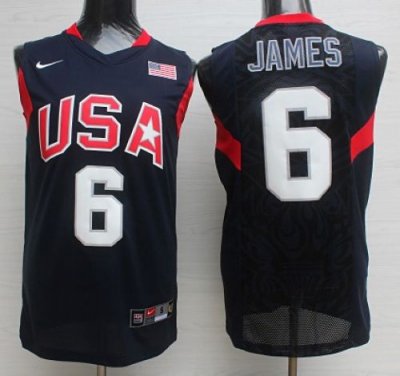 Jerseys Factory Cheap Nike 2008 Team USA #6 LeBron James Dark Bl