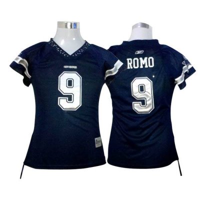 Jerseys Factory Cheap Cowboys #9 Tony Romo Blue Women's Field Fl