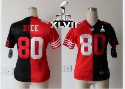 Jerseys Factory Cheap Nike 49ers #80 Jerry Rice Black/Red Super