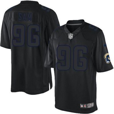 Jerseys Factory Cheap Nike Rams #96 Michael Sam Black Men's Stit