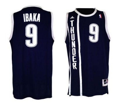 Jerseys Factory Cheap Thunder #9 Serge Ibaka Blue Alternate Stit