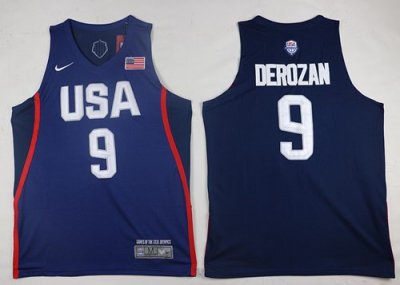 Jerseys Factory Cheap Nike Team USA #9 DeMar DeRozan Navy Blue 2