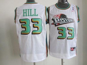 Jerseys Factory Cheap Nike Pistons #33 Hill White Throwback Embr