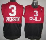 Jerseys Factory Cheap 76ers #3 Allen Iverson Black/Red Nike Thro