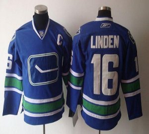 Jerseys Factory Cheap Canucks #16 Trevor Linden Blue Third Embro