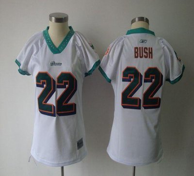 Jerseys Factory Cheap Dolphins #22 Reggie Bush White Women's Fie