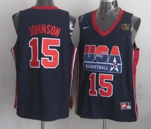 Jerseys Factory Cheap Team USA #15 Magic Johnson Dark Blue 2012