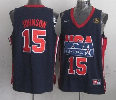 Jerseys Factory Cheap Team USA #15 Magic Johnson Dark Blue 2012