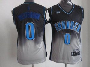 Jerseys Factory Cheap Thunder #0 Russell Westbrook Black/Grey Fa