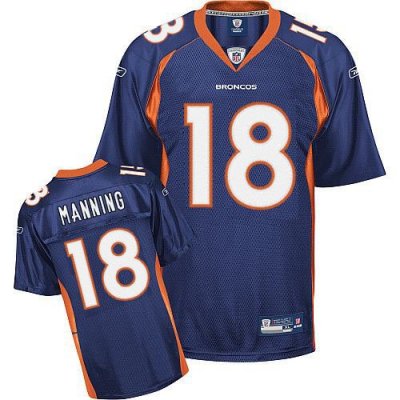 Jerseys Factory Cheap Broncos #18 Peyton Manning Blue Embroidere