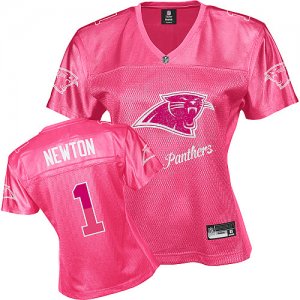 Jerseys Factory Cheap Panthers #1 Cam Newton Pink 2011 Women's F