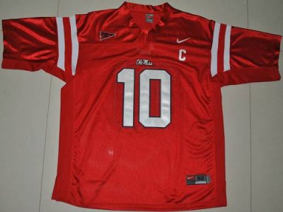 Jerseys Factory Cheap Rebels #10 Eli Manning Red Embroidered NCA