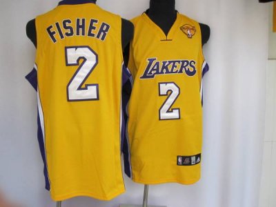 Jerseys Factory Cheap Lakers #2 Derek Fisher Embroidered Yellow