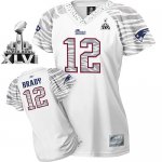 Jerseys Factory Cheap Patriots #12 Tom Brady White Women's Zebra