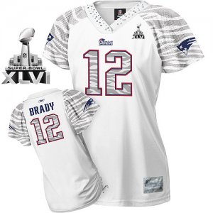 Jerseys Factory Cheap Patriots #12 Tom Brady White Women's Zebra