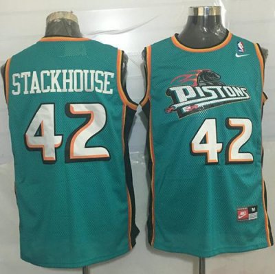 Jerseys Factory Cheap Pistons #42 Jerry Stackhouse Green Nike Th