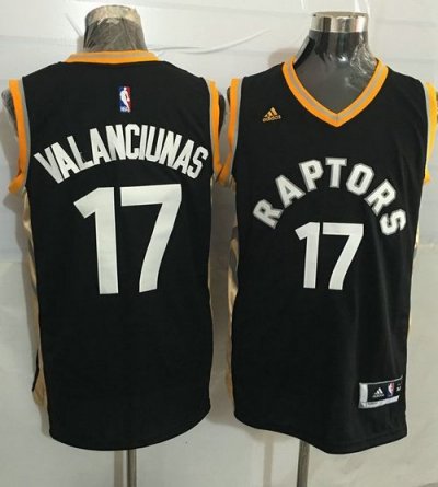 Jerseys Factory Cheap Raptors #17 Jonas Valanciunas Black/Gold S