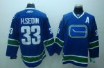 Jerseys Factory Cheap Canucks #33 Henrik Sedin Embroidered Blue