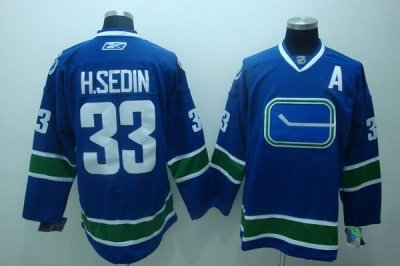 Jerseys Factory Cheap Canucks #33 Henrik Sedin Embroidered Blue
