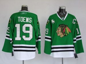 Jerseys Factory Cheap Blackhawks #19 Jonathan Toews Green Embroi