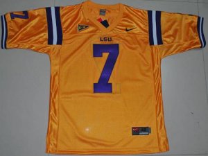 Jerseys Factory Cheap LSU Tigers #7 Tyrann Mathieu Gold Embroide