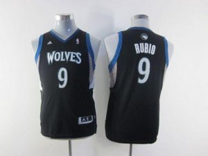 Jerseys Factory Cheap Timberwolves #9 Ricky Rubio Black Embroide