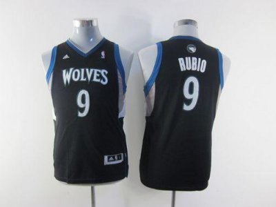 Jerseys Factory Cheap Timberwolves #9 Ricky Rubio Black Embroide