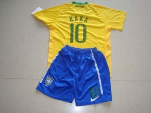 Jerseys Factory Cheap Brazil #10 Kaka Yellow Home Kid Soccer Cou