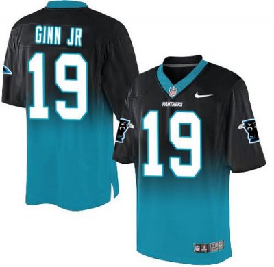 Jerseys Factory Cheap Nike Panthers #19 Ted Ginn Jr Black/Blue M