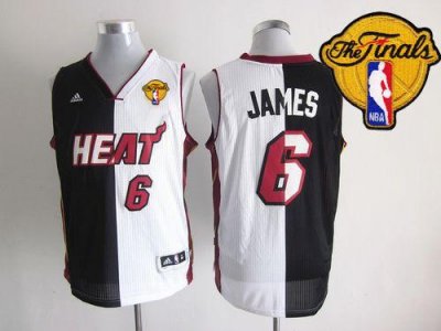Jerseys Factory Cheap Heat #6 LeBron James Black/White Split Fas