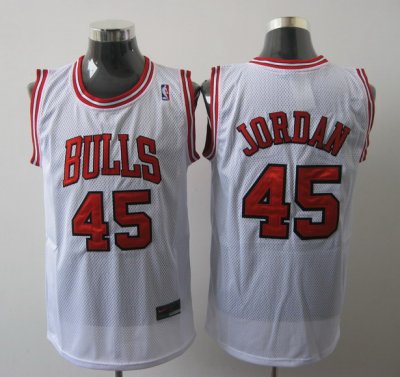Jerseys Factory Cheap Bulls #45 Jordan White Embroidered NBA Jer
