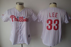 Jerseys Factory Cheap Phillies #33 Cliff Lee White With Red Stri