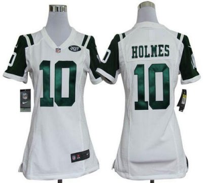 Jerseys Factory Cheap Nike Jets #10 Santonio Holmes White Women'