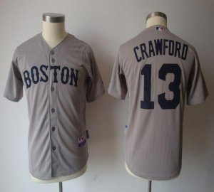 Jerseys Factory Cheap Red Sox #13 Carl Crawford Grey Cool Base E