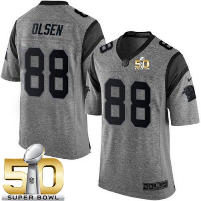 Jerseys Factory Cheap Nike Panthers #88 Greg Olsen Gray Super Bo