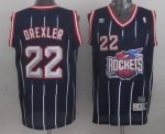 Jerseys Factory Cheap Rockets #22 Clyde Drexler Navy Throwback S