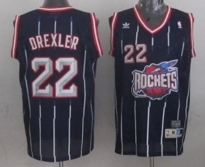 Jerseys Factory Cheap Rockets #22 Clyde Drexler Navy Throwback S