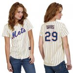 Jerseys Factory Cheap Mets #29 Ike Davis Cream(Blue Strip) Women