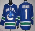 Jerseys Factory Cheap Canucks #1 Roberto Luongo Blue Embroidered