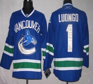 Jerseys Factory Cheap Canucks #1 Roberto Luongo Blue Embroidered