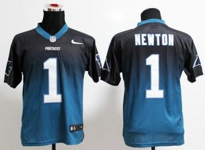Jerseys Factory Cheap Nike Panthers #1 Cam Newton Black/Blue Men